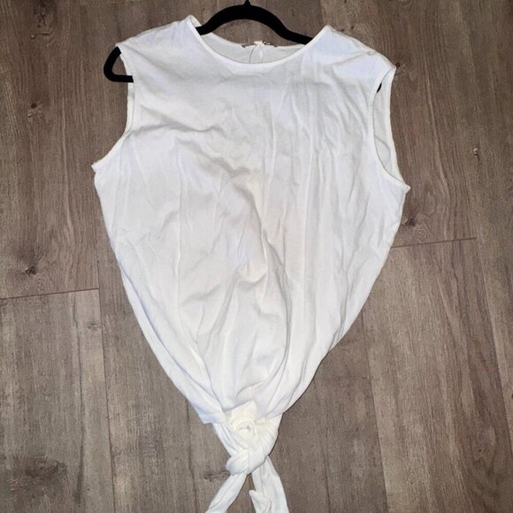 White Sleeveless Tie-Front Top-Large - Picture 1 of 5